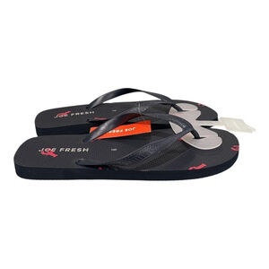 Joe Fresh Flip Flop Sandals mens Size 9 Black Lobster Print Beach Summer Shoes